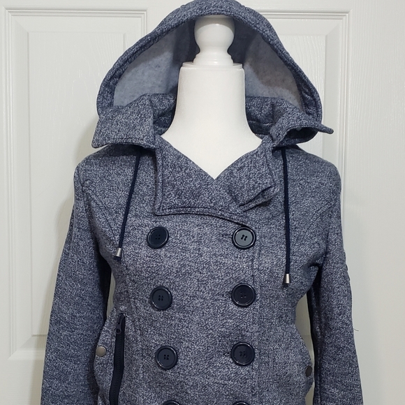 Ambiance Girls Junior Size S Hooded Pea Coat Style Jacket - Picture 6 of 11